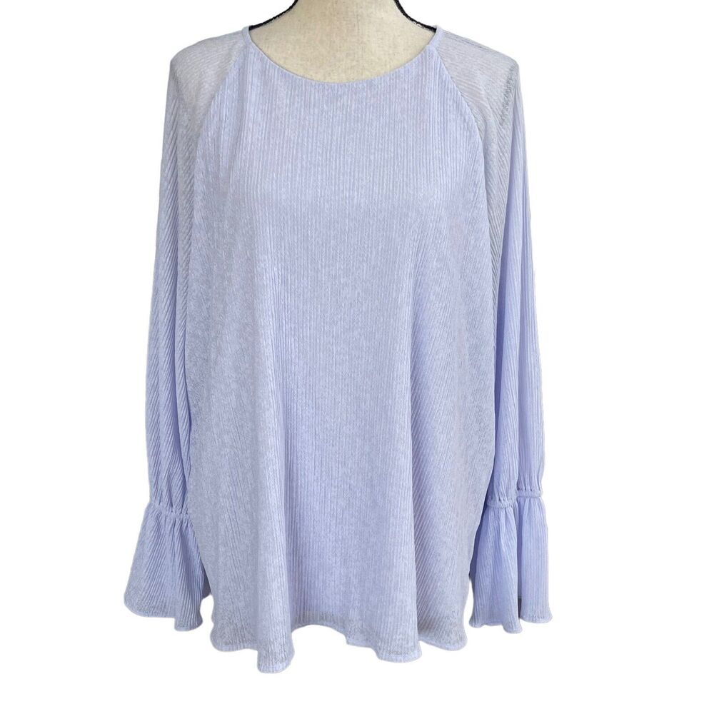 Alfani 2X-Large Top Stretch Bell Sleeves Scoop Neck Lined Textured Lt Purple New